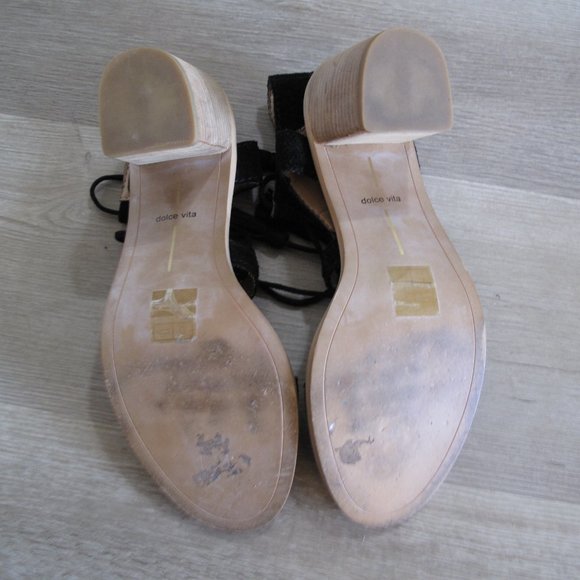 DOLCE VITA Black Suede Lace Up Sandals - Picture 6 of 7